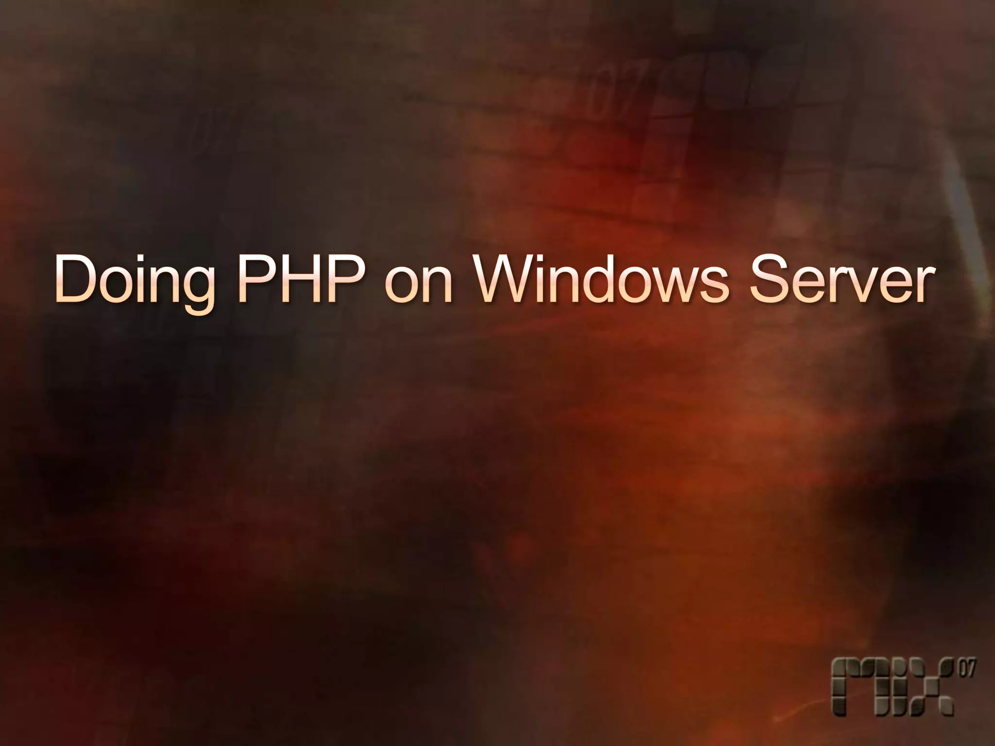 Partying with PHP (…and the Microsoft Platform)