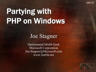 Partying with PHP (…and the Microsoft Platform)