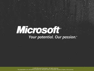 © 2006 Microsoft Corporation. All rights reserved. This presentation is for informational purposes only. Microsoft makes no warranties, express or implied, in this summary. 