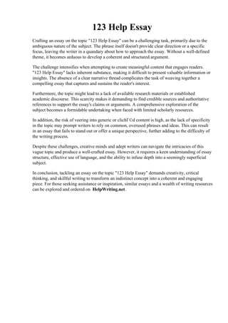 123 Help Essay | PDF