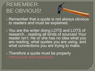 Quoting Outside Sources Using Sandwich or 1,2,3 Method | PPTX