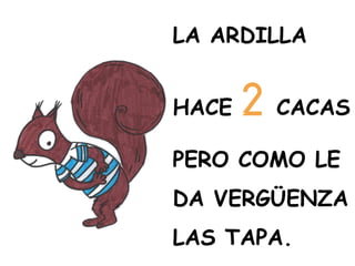 LA ARDILLA
HACE 2 CACAS
PERO COMO LE
DA VERGÜENZA
LAS TAPA.