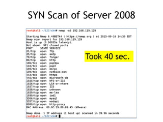 SYN Scan of Server 2008
Took 40 sec.
 