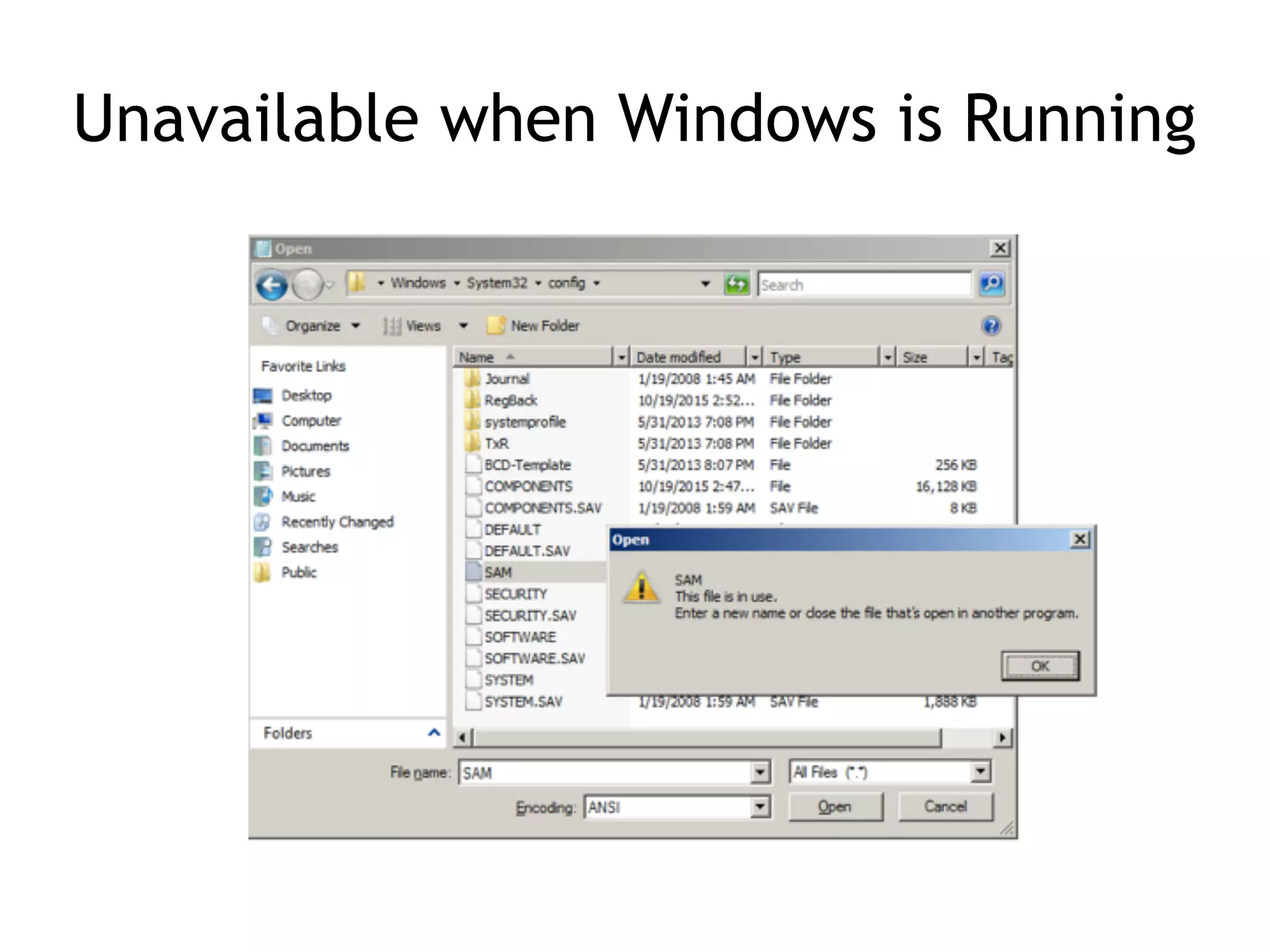 Unavailable when Windows is Running
 