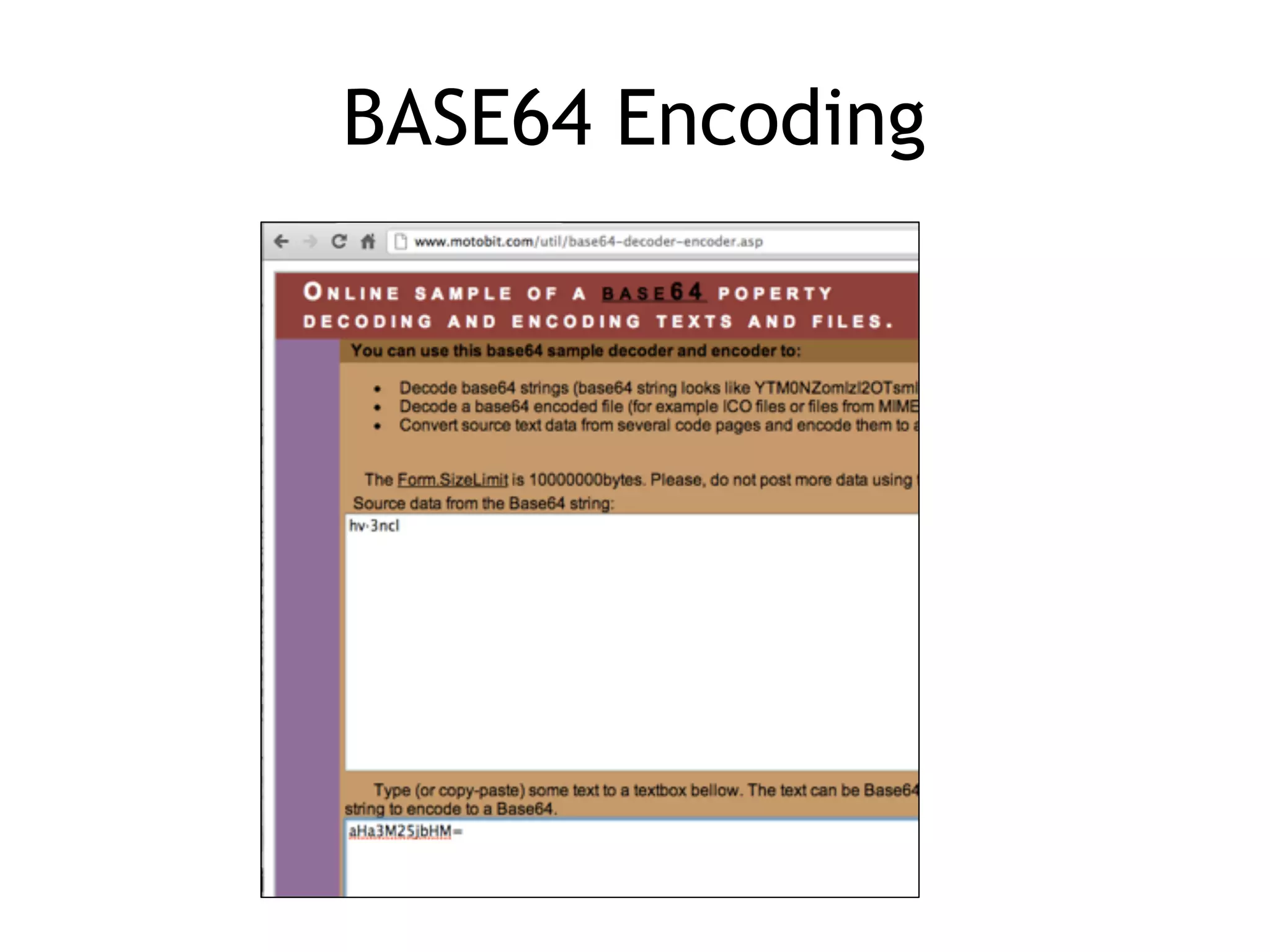 BASE64 Encoding
 
