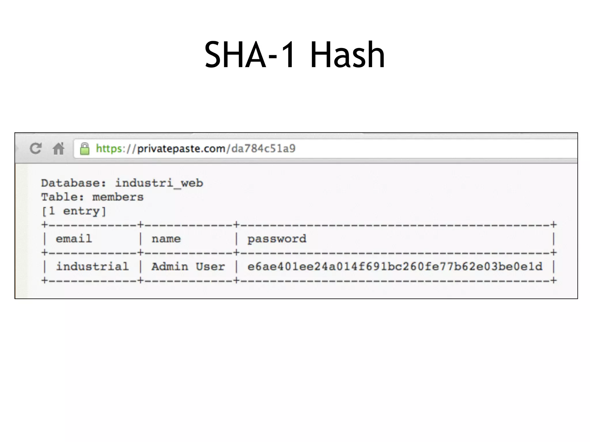 SHA-1 Hash
 