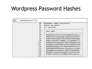Wordpress Password Hashes
 
