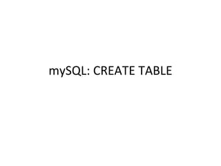 mySQL: CREATE TABLE 