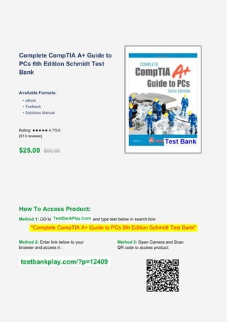Complete CompTIA A+ Guide to PCs 6th Edition Test Bank and Solutions | PDF