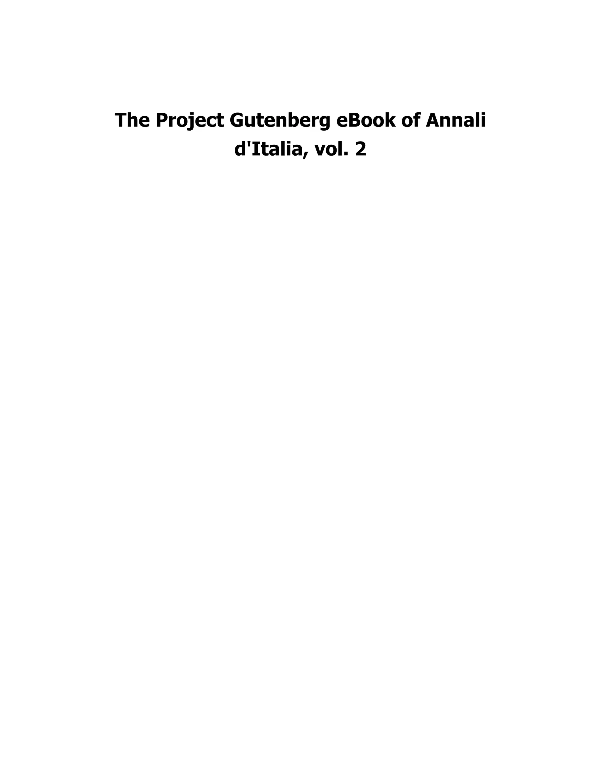 The Project Gutenberg eBook of Annali
d'Italia, vol. 2
 