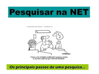 Pesquisar na NET
Os principais passos de uma pesquisa…
 