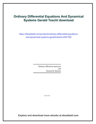 Ordinary Differential Equations And Dynamical Systems Gerald Teschl | PDF