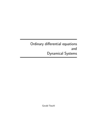 Ordinary Differential Equations And Dynamical Systems Gerald Teschl | PDF
