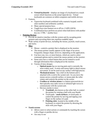 Comprehensive Guide to Computing Essentials 2013: Input and Output ...