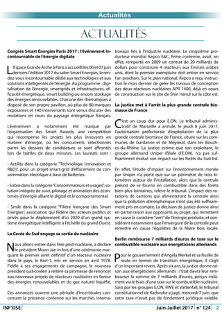Just Another Newsletter Title
Actualités
INF’OSE Juin-Juillet 2017 n° 124 2
Actualités
Congrès Smart Energies Paris 2017 :...
