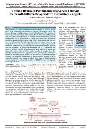 Thermo Hydraulic Performance of a Curved Solar Air Heater with ...