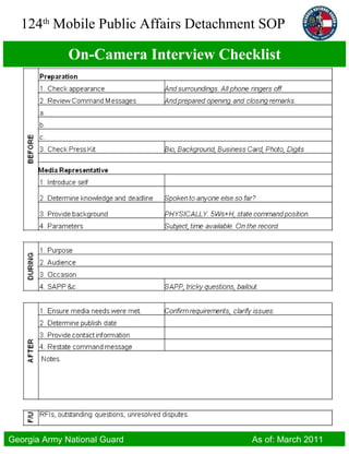 On-Camera Interview Checklist 