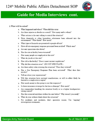 Guide for Media Interviews  cont. 