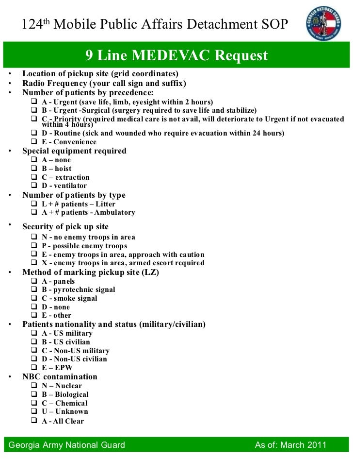 medevac example request 9 line MPAD DSCA SOP 124th medevac example request 9 line MPAD DSCA SOP 124th
