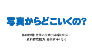 藤田紗雪（室蘭市立水元小学校３年）
（資料作成協力：藤田育子（母））
 