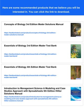 Concepts of Biology 3rd Edition Mader Test Bank | PDF
