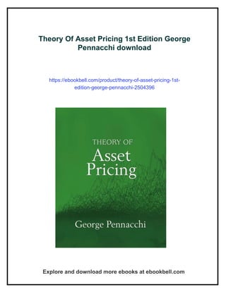 Theory Of Asset Pricing 1st Edition George Pennacchi | PDF