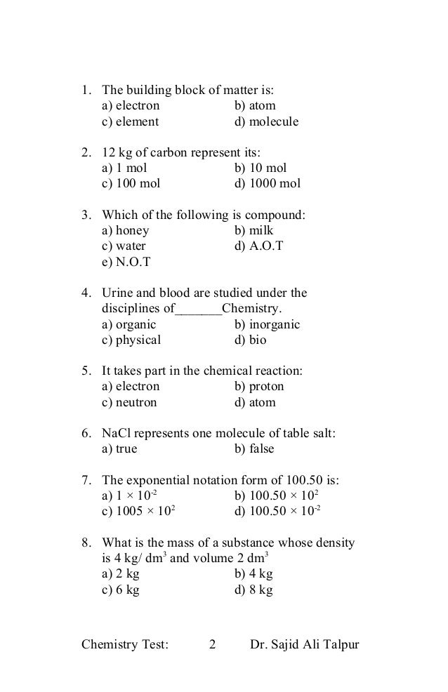 quiz element table Chemistry Entry Test Test MCQs for quiz element table Chemistry Entry Test Test MCQs for