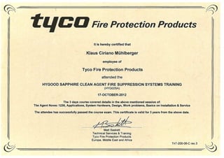 Engineered Systems Tyco certificates