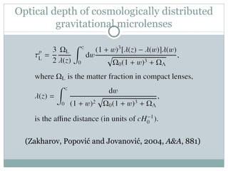 Optical depth of cosmologically distributed gravitational microlenses (Zakharov, Popovi ć  and Jovanovi ć , 2004,  A&A , 8...