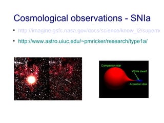 Cosmological observations - SNIa <ul><li>http://imagine.gsfc.nasa.gov/docs/science/know_l2/supernovae.html </li></ul><ul><...