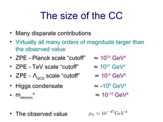 The size of the CC <ul><li>Many disparate contributions </li></ul><ul><li>Virtually all many orders of magnitude larger th...