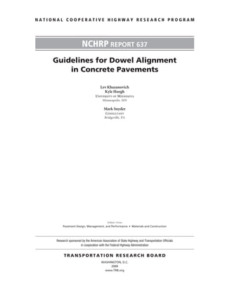 Guidelines For Dowel Alignment In Concrete Pavements Lev Khazanovich | PDF