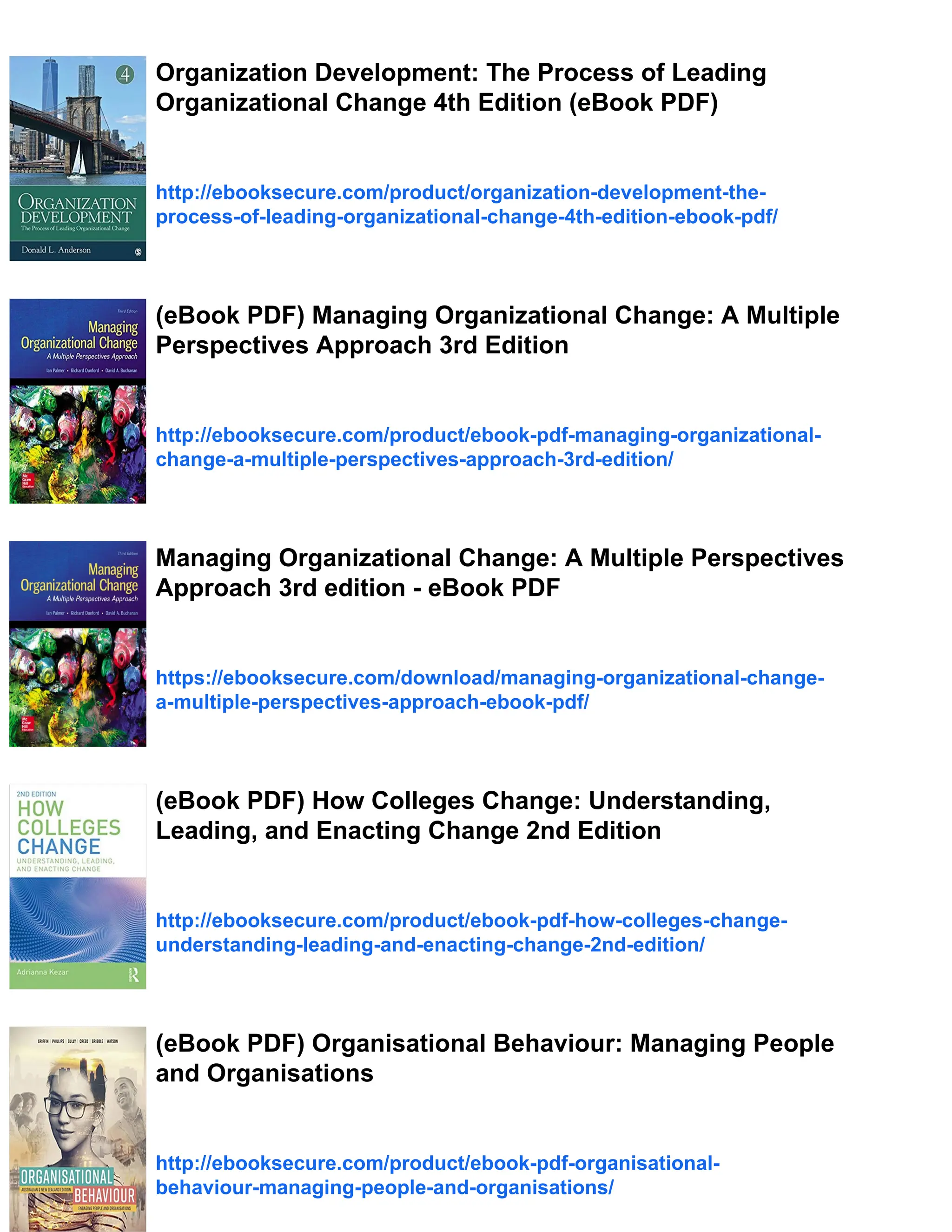 (eBook PDF) Managing and Leading People Through Organizational Change | PDF