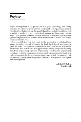 Statistical Techniques For Project Control Tina Badiru And Adedeji B ...