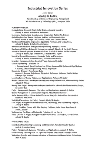Statistical Techniques For Project Control Tina Badiru And Adedeji B ...