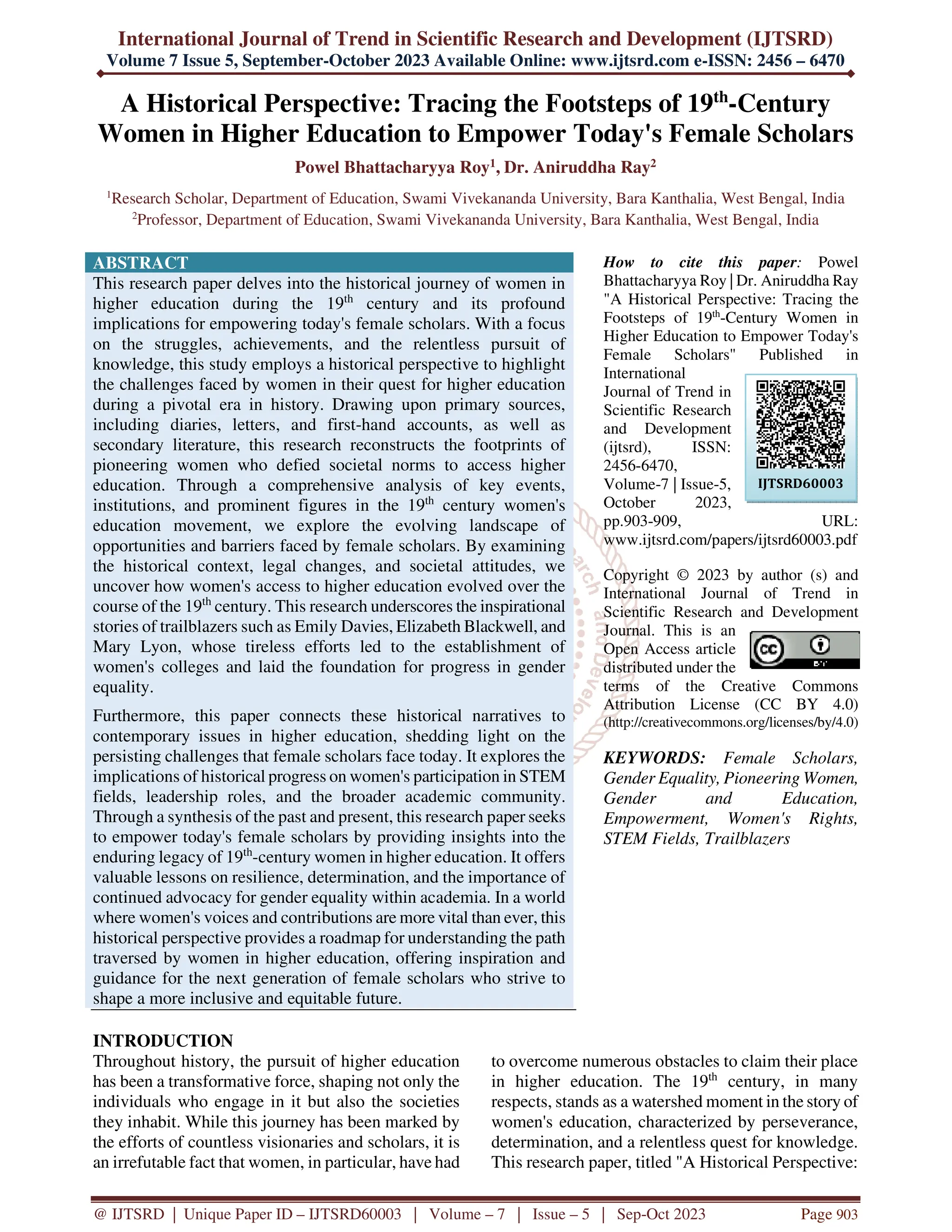 A Historical Perspective Tracing the Footsteps of 19th Century Women in ...