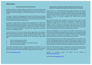 Press releases
B*1"2*"C&&<"D-+2*5&)+"E*:$%"$2"D')(+25$+"
!
Y%#$.&'(! $'! #),.&,'$*! <,''#<.&,'! 5&.+! 3,4%! <4-.,)#%-! &-! .+#! /#3! .,! #'-4%&'(! 8%$'1!
*,3$*.3!.+&-!Y+%&-.)$-9!$<<,%1&'(!.,!)$%/#.&'(!#D=#%.-!Y+#%%3!K,'1,'>!@4.!%$.+#%!.+$'!$!
-.%$&(+.0,%5$%1!-#'.&)#'.$*!$==#$*9!$!<$%#04**3!.$&*,%#1!$==%,$<+!&-!'##1#1!.,!)$D&)&-#!
%#-4*.->!
!
B+#!&'-&(+.-!E!%#7#$*#1!&'!.+#!5+&.#!=$=#%!@%$'1!K,3$*.3_!B+#!`&0.!B+$.!a##=-!]'!`&7&'(!
E!$%#!8$-#1!,'!,8-#%7$.&,'-!)$1#!14%&'(!.+#!%4'!4=!.,!Y+%&-.)$-!THUX9!$'1!8$</#1!4=!
83!1#.$&*#1!;4$'.&.$.&7#!%#-#$%<+>!B+#3!<,)#!&'!$!84-&'#--!<*&)$.#!5+#%#!GXI!,0!=#,=*#!
&'!.+#!ba!+$7#!:,&'#1!$.!*#$-.!,'#!*,3$*.3!-<+#)#!>!!
!
L<<,%1&'(!.,!.+#!%#=,%.9!VGI!,0!<,'-4)#%-!-$3!.+$.!%#5$%1&'(!.+#)!0,%!.+#&%!<4-.,)!
)$/#-!.+#)!),%#!*&/#*3!.,!-+,=!5&.+!$!8%$'1!E!84.!.+#!#00#<.&7#'#--!,0!*,3$*.3!-<+#)#-!
1&00#%-!(%#$.*3!8#.5##'!1&00#%#'.!1#),(%$=+&<-!$'1!$==%,$<+#->!]00#%&'(!$!%#5$%1!0%,)!
$',.+#%!8%$'1!<$'!+$7#!.+#!8&((#-.!&)=$<.!,'!*,3$*.3!0,%!cHI!,0!=#,=*#9!0,%!#D$)=*#9!
$'1! XGI! ,0! %#-=,'1#'.-! .,*1! Y+#%%36-! %#-#$%<+#%-! .+$.! -+,5&'(! 3,4! <$%#! 0,%! 3,4%!
<4-.,)#%-!&-!$'!&)=,%.$'.!&'0*4#'<#>!
!
B+#!%#=,%.!0,<4-#-!,'!.+#!ba!)$%/#.!$'1!&1#'.&0&#-!.+#!,==,%.4'&.&#-!.+$.!$%#!=,--&8*#!
5&.+!8%$'1!=$%.'#%-+&=-!$'1!<4-.,)#%!%#5$%1->!?$7&'(!5,%/#1!5&.+!$!%$'(#!,0!<*&#'.-!E!
0%,)!<,))4'&<$.&,'-!(&$'.-!HT!.,!',O','-#'-#!5&'1,5!)$'40$<.4%#%-!d#*4D!E!Y+#%%3!
K,'1,'! 4-#! 0&%-.O+$'1! <$-#! -.41&#-! .,! &1#'.&03! .+#! 0,4%! -.#=-! '##1#1! .,! (#.! %#5$%1-!
%&(+.2!
!
U>! @#!<*#$%!,'!5+$.!3,4!5$'.!.,!$<+#!
T>! e#.#%)&'#!5+$.!=#,=*#!%#$**3!5$'.!
c>! Y$%#!0,%!3,4%!<4-.,)#%-!83!%#5$%1&'(!&'!5$3-!.+#3!<$%#!$8,4.!
X>! ]00#%!%#$*!7$*4#!$'1!8#!#':,3$8*#>!
!
fg,4! '##1! .,! 4'1#%-.$'1! 5+$.! 3,4%! <4-.,)#%-6! 8&(! 1#-&%#-! $'1! $)8&.&,'-! $%#! E! $'1!
&1#'.&03!5+#%#!3,4%!8%$'1!<$'!=*$3!$!)#$'&'(04*!%,*#!&'!.+&-!-=$<#9!',.!3,4%!<$.#(,%3!
-=$<#9h!5%&.#-!.+#!%#=,%.6-!$4.+,%9!Y+$%*&#!?&**-!E!-.%$.#(3!1&%#<.,%!$.!Y+#%%3!K,'1,'>!
!
;'(%%)*+,#'+;##3%"#'<)+=#00$>+
@&)&/(2:"F"G)$,&"H"@<$I"@$%*/"$/0"@2:%&"J)&$25&/2"3)*5"K/&"?4<&)2"J&$5"
B+#!*$4'<+!,0!$!8#-=,/#!8#$4.3!$(#'<3!=%&,%&.&N&'(!#D<#**#'<#!$'1!-&)=*&<&.3>!
!
P#%#'&.3! i! `%$<#! &-! $! '#59! 8,4.&;4#O-.3*#! 8#$4.3! $(#'<3! .+$.! ,00#%-! $! 04**! %$'(#! ,0!
=%,0#--&,'$*!-=$9!-$*,'!$'1!-.3*#!-#%7&<#-!0,%!$'3!-=#<&$*!#7#'.>!B+#&%!baO5&1#!'#.5,%/!
,0!8#$4.3!$'1!-=$!.+#%$=&-.-!$%#!$7$&*$8*#!.,!=%,7&1#!.$&*,%#1!=#%-,'$*!<$%#!=$</$(#-9!
$'1!5&.+!.+#!*$4'<+!,0!.+#&%!0&%-.!0$-+&,'!*&'#!.+&-!-=%&'(9!P#%#'&.3!i!`%$<#!$%#!4'&;4#*3!
;4$*&0! .,! %#14<#! .+#! =%#--4%#-! $--,<&$.#1! 5&.+! 5#11&'(9! =%,)! $'1! =$%.3!
=%#=$%$.&,'->!!
!
R&.+!TQ!3#$%-!,0!8#$4.3!$'1!%#.$&*!#D=#%&#'<#!$%,4'1!.+#!5,%*19!0,4'1#%!L''!C$%&#!
C<e,'$(+! &-! =$--&,'$.#! $8,4.! -+$%&'(! +#%! /',5*#1(#! ,0! &'.#%'$.&,'$*! <4*.4%#-9!
=%,14<.-! $'1! 1#-&('-! 5&.+! +#%! ba! <*&#'.->! L''! C$%&#! $'1! +#%! .#$)! +$7#! <$%#04**3!
-#*#<.#1! $! %,-.#%! ,0! )$/#O4=! $'1! +$&%! -.3*&-.-9! <+,-#'! ',.! ,'*3! 0,%! .+#&%! $%.&-.&<!
#D<#**#'<#! 84.! 0,%! .+#&%! <$*)'#--9! $==%,$<+$8&*&.3! $'1! %#*&$8&*&.3>! P#%#'&.3! i! `%$<#6-!
'#.5,%/!$*-,!&'<*41#-!;4$*&0!#D=#%.-!,'!+$'1!.,!=%,7&1#!'4$'<#1!<$%#!$'1!$17&<#!0,%!
-=#<&0&<!<4*.4%$*!<#*#8%$.&,'-!-4<+!$-!L-&$'!5#11&'(-!$'1!8$.!)&.N7$+->!
!
e&-<%#.&,'! $'1! 0*#D&8&*&.3! $%#! $.! .+#! +#$%.! ,0! .+#! P#%#'&.3! i! `%$<#! -#%7&<#>! P.%,'(!
<,''#<.&,'-!5&.+!?$%*#3!P.%##.!-=#<&$*&-.-!$'1!.,=!$<4=4'<.4%#!$'1!)$--$(#!.+#%$=&-.-!
#'-4%#!.+$.!.+#!8#-.!-=$!.%#$.)#'.!$'1!dAM!8#$4.3!=$</$(#-!$%#!$7$&*$8*#!$**!$%,4'1!.+#!
<,4'.%3>! ^#0#%#'<#-! $'1! =,%.0,*&,-! $%#! $7$&*$8*#! $.! dAM! *#7#*9! $'1! <,'0&1#'.&$*&.3!
$(%##)#'.-!0,%)$*&N#!.+#!8,'1!,0!.%4-.!8#.5##'!-=#<&$*&-.-!$'1!<*&#'.->!
!
"#8%4$%3!THUV!-##-!.+#!*$4'<+!,0!.+#!1#84.!<*,.+&'(!<,**#<.&,'!0%,)!P#%#'&.3!i!`%$<#!
,'! .+#&%! '#5*3O1#-&('#1! ,'*&'#! -+,=! $'1! $==>! B+&-! PPUV! %$'(#! 5&**! 0#$.4%#! $! 4'&;4#!
-#*#<.&,'!,0!),1#%'!1$3!#--#'.&$*-!0%,)!<$%#04**3!-#*#<.#1!1#-&('#%-9!0#$.4%&'(!$'!4=O.,O
.+#O)&'4.#!=$*#..#!,0!.%$'-=$%#'.!'#4.%$*-9!8*4#-!$'1!=&'/->!P#%#'&.3!i!`%$<#!<$'!$*-,!
8,$-.!#D<*4-&7&.3!$-!ba!-.,</&-.-!,0!]<#$'!@*,,)6-!,%($'&<!-#$5##1!-/&'<$%#!=%,14<.->!!
!
^$.+#%!.+$'!1$-+!0%,)!=&**$%!.,!=,-.!&'!=%#=$%$.&,'!0,%!.+#!8&(!1$39!P#%#'&.3!i!`%$<#6-!
<*&#'.-!<$'!%#*3!,'!.+#!'#5!<,)=$'3!.,!.$/#!<$%#!,0!.+#)!#7#%3!-.#=!,0!.+#!5$39!0%,)!
1#%)$.,*,(39!5#&(+.O*,--!$'1!5#**O8#&'(!.,!)$/#O4=9!+$&%!$'1!0$-+&,'>!
!
@,,/&'(-! 0,%! &'1&7&14$*-9! (%,4=-! $'1! =$%.&#-! <$'! 8#! &'&.&$.#1! ,'!
555>-#%#'&.3$'1(%$<#><,>4/!
=#00($$(#*)3+8?+;##3%"#'<)+=#00$>
 