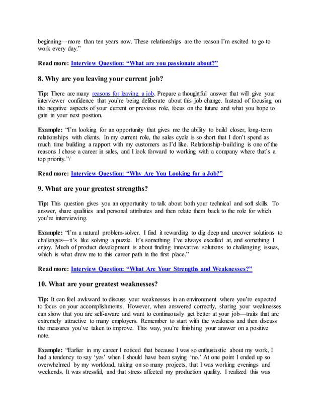 125 common interview questions and answers | DOCX | Resume Writing and ...