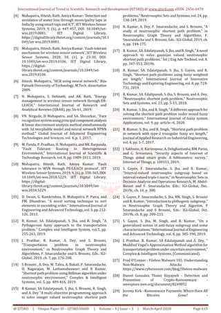International Journal of Trend in Scientific Research and Development (IJTSRD) @ www.ijtsrd.com eISSN: 2456-6470
@ IJTSRD | Unique Paper ID – IJTSRD30600 | Volume – 4 | Issue – 3 | March-April 2020 Page 615
[4] Mohapatra, Hitesh; Rath, Amiya Kumar: 'Detectionand
avoidance of water loss through municipality taps in
India by using smart taps and ICT', IET WirelessSensor
Systems, 2019, 9, (6), p. 447-457, DOI: 10.1049/iet-
wss.2019.0081, IET Digital Library,
https://digitallibrary.theiet.org/content/journals/10.1
049/iet-wss.2019.0081.
[5] Mohapatra, Hitesh; Rath, Amiya Kumar:'Fault-tolerant
mechanism for wireless sensor network', IET Wireless
Sensor Systems, 2020, 10, (1), p. 23-30, DOI:
10.1049/iet-wss.2019.0106, IET Digital Library,
https://digital-
library.theiet.org/content/journals/10.1049/iet-
wss.2019.0106
[6] Hitesh. Mohapatra, "HCR using neural network," Biju
Patnaik University of Technology, M.Tech. dissertation
2009.
[7] H. Mohapatra, S. Debnath, and AK. Rath, "Energy
management in wireless sensor network through EB-
LEACH," International Journal of Research and
Analytical Reviews (IJRAR), pp. 56-61, 2019.
[8] VN. Nirgude, H Mahapatra, and SA. Shivarkar, "Face
recognition system usingprincipal componentanalysis
& linear discriminant analysis method simultaneously
with 3d morphable model and neural network BPNN
method," Global Journal of Advanced Engineering
Technologies and Sciences, vol. 4, p. 1, 2017.
[9] M. Panda, P. Pradhan, H. Mohapatra, andNK.Barpanda,
"Fault Tolerant Routing In Heterogeneous
Environment," International Journal of Scientific &
Technology Research, vol. 8, pp. 1009-1013, 2019.
[10] Mohapatra, Hitesh; Rath, Amiya Kumar: 'Fault
tolerance in WSN through PE-LEACH protocol', IET
Wireless Sensor Systems, 2019, 9, (6), p. 358-365,DOI:
10.1049/iet-wss.2018.5229, IET Digital Library,
https://digital-
library.theiet.org/content/journals/10.1049/iet-
wss.2018.5229.
[11] D. Swain, G. Ramkrishna, H. Mahapatra, P. Patra, and
PM. Dhandrao, "A novel sorting technique to sort
elements in ascending order," International Journal of
Engineering and Advanced Technology, vol. 3, pp.212-
126, 2013.
[12] R. Kumar, SA. Edalatpanah, S. Jha, and R. Singh, "A
Pythagorean fuzzy approach to the transportation
problem," Complex and Intelligent System, vol.5, pp.
255-263, 2019.
[13] J. Pratihar, R. Kumar, A. Dey, and S. Broumi,
"Transportation problem in neutrosophic
environment," in Neutrosophic Graph Theory and
Algorithms, F. Smarandache and S. Broumi, Eds.: IGI-
Global, 2019, ch. 7, pp. 176-208.
[14] S Broumi , A. Dey, M. Talea, A. Bakali, F. Smarandache,
D. Nagarajan, M. Lathamaheswari and R Kumar,
"Shortest path problem usingBellmanalgorithmunder
neutrosophic environment," Complex & Intelligent
Systems, vol. 5, pp. 409-416, 2019.
[15] R Kumar, SA Edalatpanah, S. Jha, S. Broumi, R. Singh,
and A. Dey "A multi objective programming approach
to solve integer valued neutrosophic shortest path
problems," Neutrosophic Sets and Systems, vol. 24, pp.
134-149, 2019.
[16] R. Kumar, A. Dey, F. Smarandache, and S. Broumi, "A
study of neutrosophic shortest path problem," in
Neutrosophic Graph Theory and Algorithms, F.
Smarandache and S. Broumi, Eds.: IGI-Global, 2019, ch.
6, pp. 144-175.
[17] R. Kumar, SA. Edalatpanah, S. Jha,andR.Singh,"A novel
approach to solve gaussian valued neutrosophic
shortest path problems," Int J Eng Adv Technol, vol. 8,
pp. 347-353, 2019b.
[18] R. Kumar, SA. Edalatpanah, S. Jha, S. Gayen, and R.
Singh, "Shortest path problems using fuzzy weighted
arc length," International Journal of Innovative
Technology and Exploring Engineering, vol. 8, pp. 724-
731, 2019.
[19] R. Kumar, SA. Edaltpanah, S. Jha, S. Broumi, and A. Dey,
"Neutrosophic shortest path problem," Neutrosophic
Sets and Systems, vol. 23, pp. 5-15, 2018.
[20] R. Kumar, S. Jha, and R. Singh, "A different approach for
solving the shortest path problem under mixed fuzzy
environment," International Journal of fuzzy system
Applications, vol. 9, pp. article--6, 2020.
[21] R. Kumar, S. Jha, and R. Singh, "Shortest path problem
in network with type-2 triangular fuzzy arc length,"
Journal of Applied Research on Industrial Engineering,
vol. 4, pp. 1-7, 2017.
[22] J. Sakhnini, H. Karimipour,A.Dehghantanha,RM.Parizi,
and G. Srivastava, "Security aspects of Internet of
Things aided smart grids: A bibliometric survey,"
Internet of Things, p. 100111, 2019.
[23] S. Gayen, F. Smarandache, S. Jha, and R. Kumar,
"Interval-valued neutrosophic subgroup based on
interval-valued triple t-norm," in Neutrosophic Sets in
Decision Analysis and Operations Research, M. Abdel-
Basset and F. Smarandache, Eds.: IGI-Global, Dec.
2019c, ch. 10, p. 300.
[24] S. Gayen, F. Smarandache, S. Jha, MK. Singh, S. Broumi
and R. Kumar, "Introduction to plithogenic subgroup,"
in Neutrosophic Graph Theory and Algoritm, F
Smarandache and S Broumi, Eds.: IGI-Global, Oct.
2019b, ch. 8, pp. 209-233.
[25] S. Gayen, S. Jha, M. Singh, and R. Kumar, "On a
generalized notion of anti-fuzzy subgroup and some
characterizations,"International Journal ofEngineering
and Advanced Technology, vol. 8, pp. 385-390, 2019.
[26] J. Pratihar, R. Kumar, SA Edalatpanah and A. Dey, "
Modified Vogel’s Approximation Method algorithm for
transportationproblemunderuncertainenvironment,"
Complex & Intelligent Systems, (Communicated).
[27] Fred O’Conner - Fileless Malware 101: Understanding
Non-Malware Attacks -
https://www.cybereason.com/blog/fileless-malware
[28] Daniel Gonzalez Thaier Hayajneh - Detection and
Prevention of Crypto-Ransomware -
ieeexplore.ieee.org/document/8249052
[29] Jeremy Kirk - Ransomware Payments: Where Have All
the Bitcoins Gone? -
 