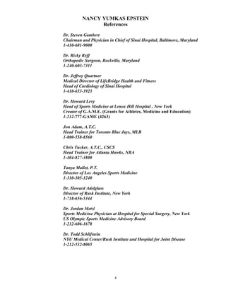 Nancy Epstein resume 2016 DOC Physical Therapy Wellness