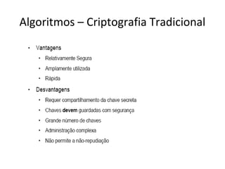 Algoritmos – Criptografia Tradicional 
 