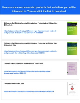 Difference Gel Electrophoresis Dige Methods And Protocols 1st Edition ...