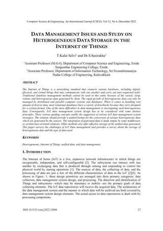 Data Management Issues and Study on Heterogeneous Data Storage in the ...