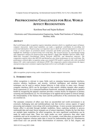 PREPROCESSING CHALLENGES FOR REAL WORLD AFFECT RECOGNITION | PDF