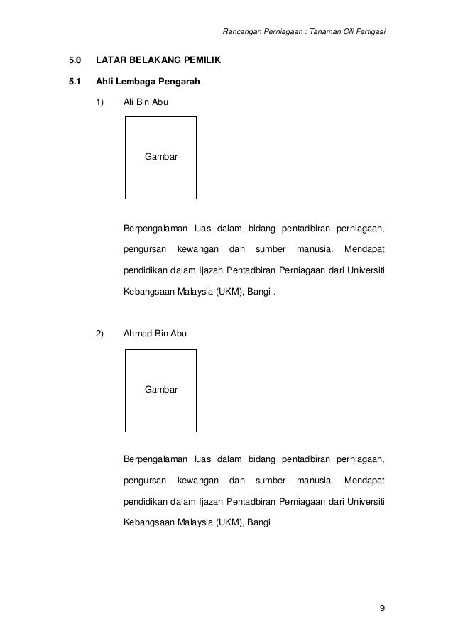 Contoh Kertas Kerja Rancangan Perniagaan Frozen Food - Job 