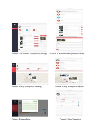 Picture 6.2a Warehouse Management (Desktop) Picture 6.2b Warehouse Management (Mobile)
Picture 6.3a Map Management (Desktop) Picture 6.3b Map Management (Mobile)
Picture 6.4 Accumulation Picture 6.5 Store Transaction
 