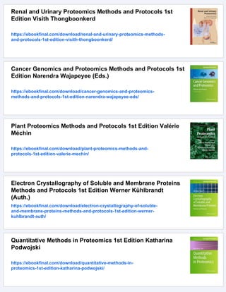 Membrane Proteomics Methods and Protocols 1st Edition Henry Bigelow | PDF