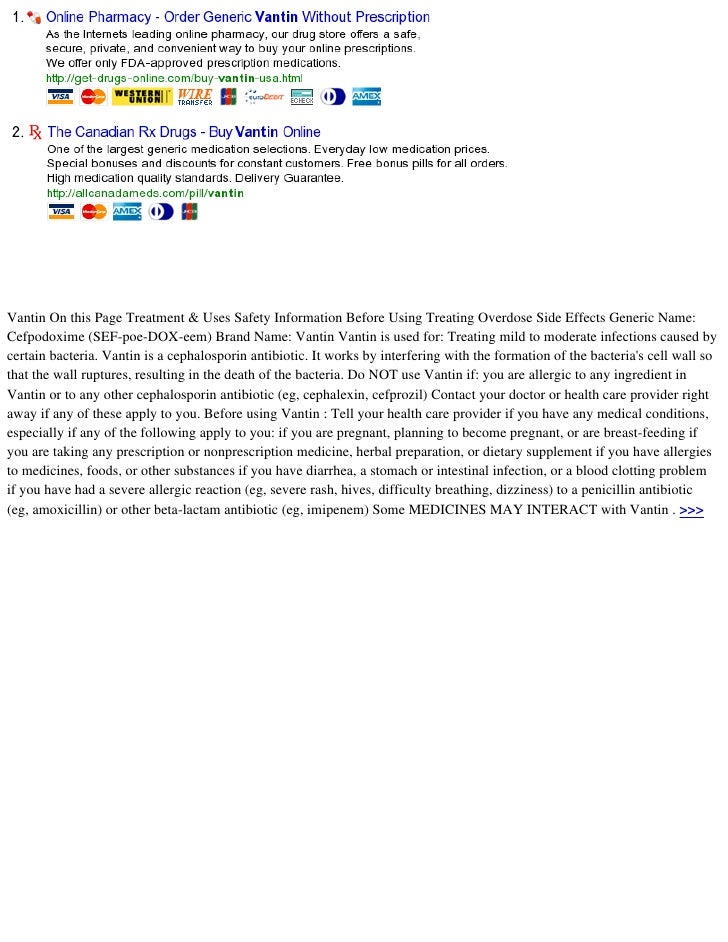 Order Vantin Antibiotic