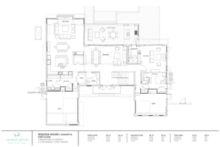 SEQUOIA HOUSE / CONCEPT D
FIRST FLOOR
5 BEDROOMS / 8.5 BATHS /
3-CAR GARAGE / STAFF ROOM












 
FIRST FLOOR			SQ. FT.			SQ. M.
INTERIOR				X,XXX			XXX
EXTERIOR				X,XXX			XXX
TOTAL					X,XXX			XXX
SECOND FLOOR			SQ. FT.			SQ. M.
INTERIOR				X,XXX			XXX
EXTERIOR				X,XXX			XXX
TOTAL					X,XXX			XXX
TOTAL AREA				SQ. FT.			SQ. M.
INTERIOR				X,XXX			XXX
EXTERIOR				X,XXX			XXX
TOTAL					X,XXX			XXX
 