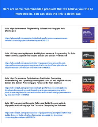 Julia High Performance Programming Learning Path 1st Edition Ivo ...